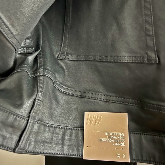 H&M Black/Coated Skinny High Jeans (Plus) - Picture 3 of 7